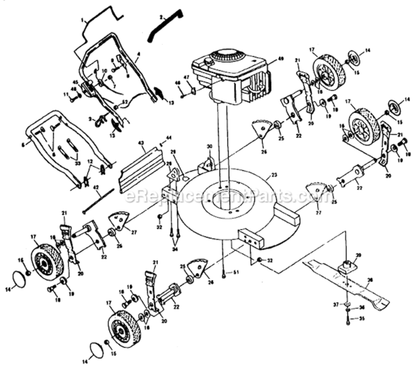 Page A Diagram and Parts List for PP800MI  Poulan Lawn Mower