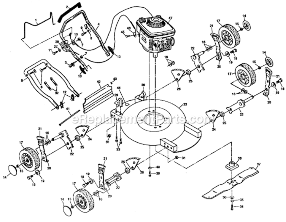 Page A Diagram and Parts List for PP800MX  Poulan Lawn Mower