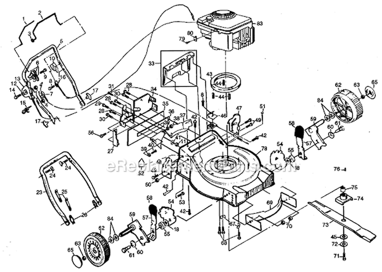 Page B Diagram and Parts List for PP822SA  Poulan Lawn Mower