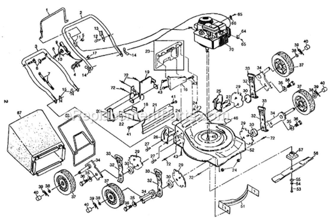 Page A Diagram and Parts List for PP835C  Poulan Lawn Mower