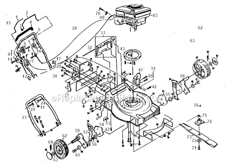 Page B Diagram and Parts List for PP845PA  Poulan Lawn Mower