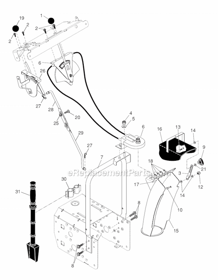 Control_Panel__Discharge_Chute Diagram and Parts List for PP8527ES  Poulan Snow Blower