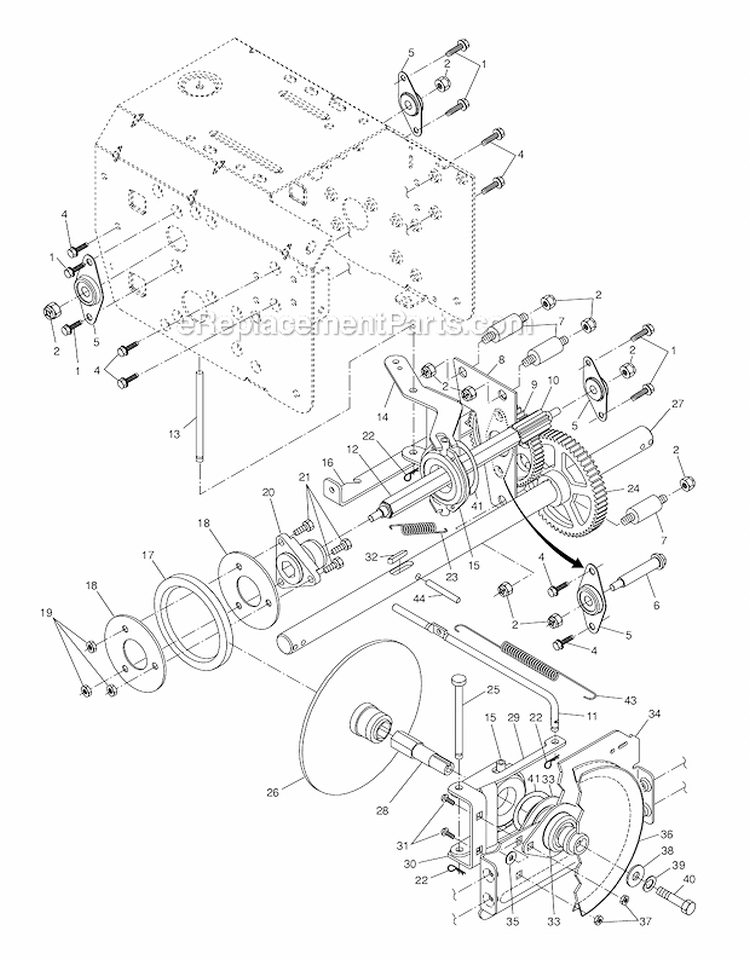 Drive Diagram and Parts List for PP8527ES  Poulan Snow Blower