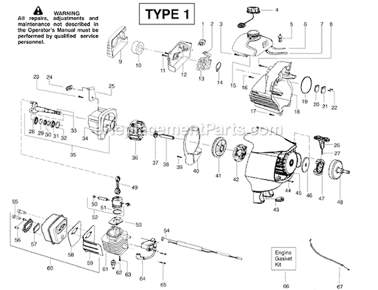 Page A Diagram and Parts List for PPB100E Type 1 Poulan Trimmer