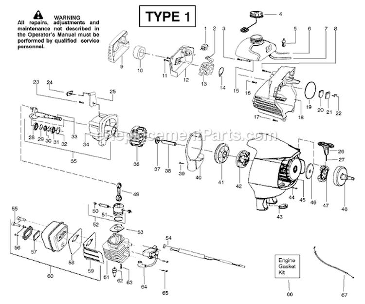 Page A Diagram and Parts List for PPB150E Type 1 Poulan Trimmer