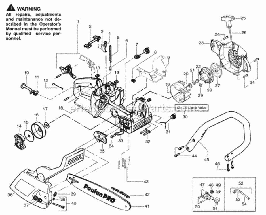 Page A Diagram and Parts List for PPB1634LE  Poulan Chainsaw