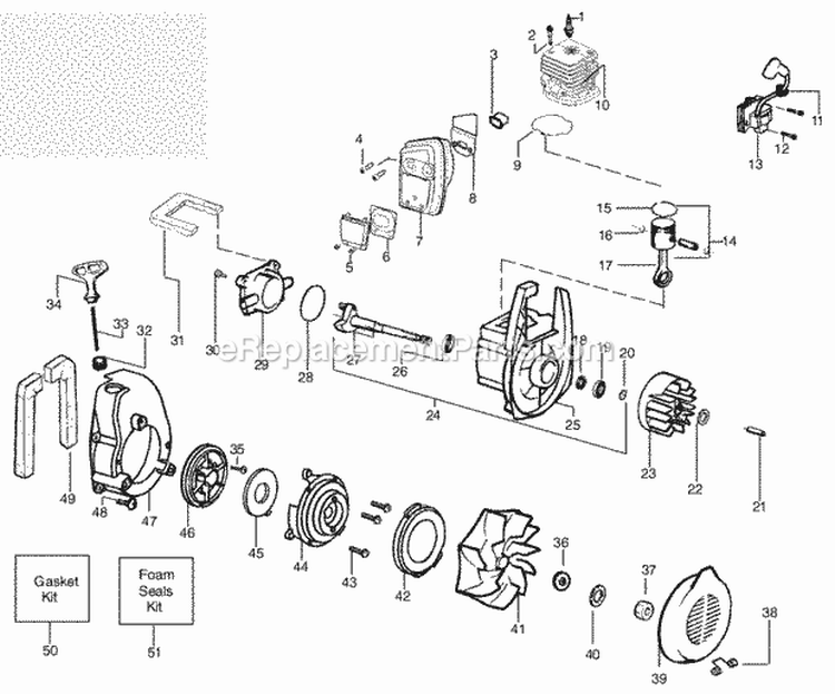 Page B Diagram and Parts List for PPB2000LE Type3 Poulan Leaf Blower / Vacuum