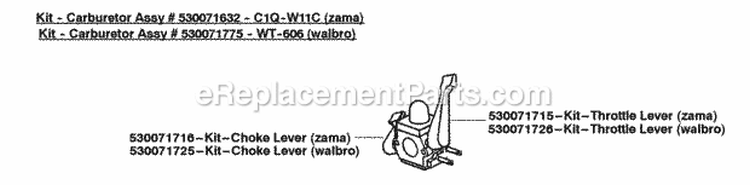 Kit-CarburetorAssy Diagram and Parts List for PPB2000 Type2 Poulan Leaf Blower / Vacuum