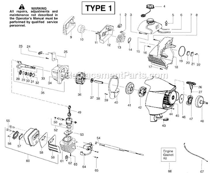 Page A Diagram and Parts List for PPB200E Type 1 Poulan Trimmer
