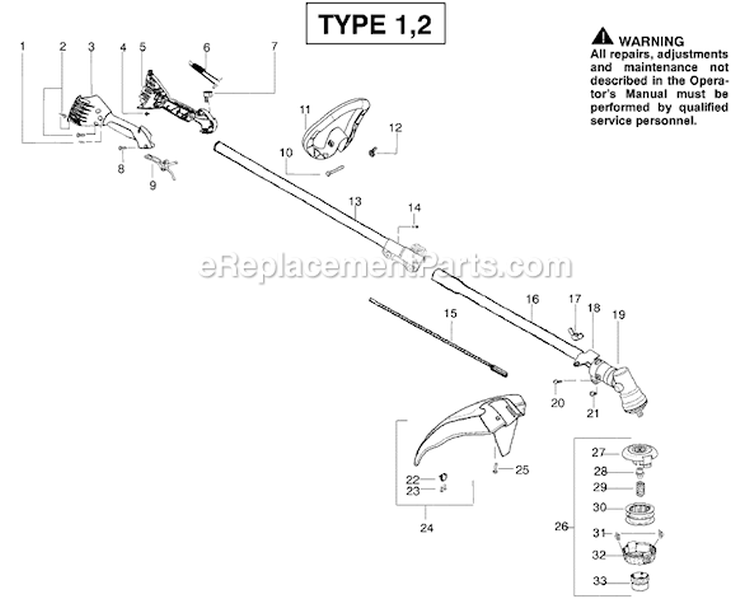 Page B Diagram and Parts List for PPB200E Type 1 Poulan Trimmer