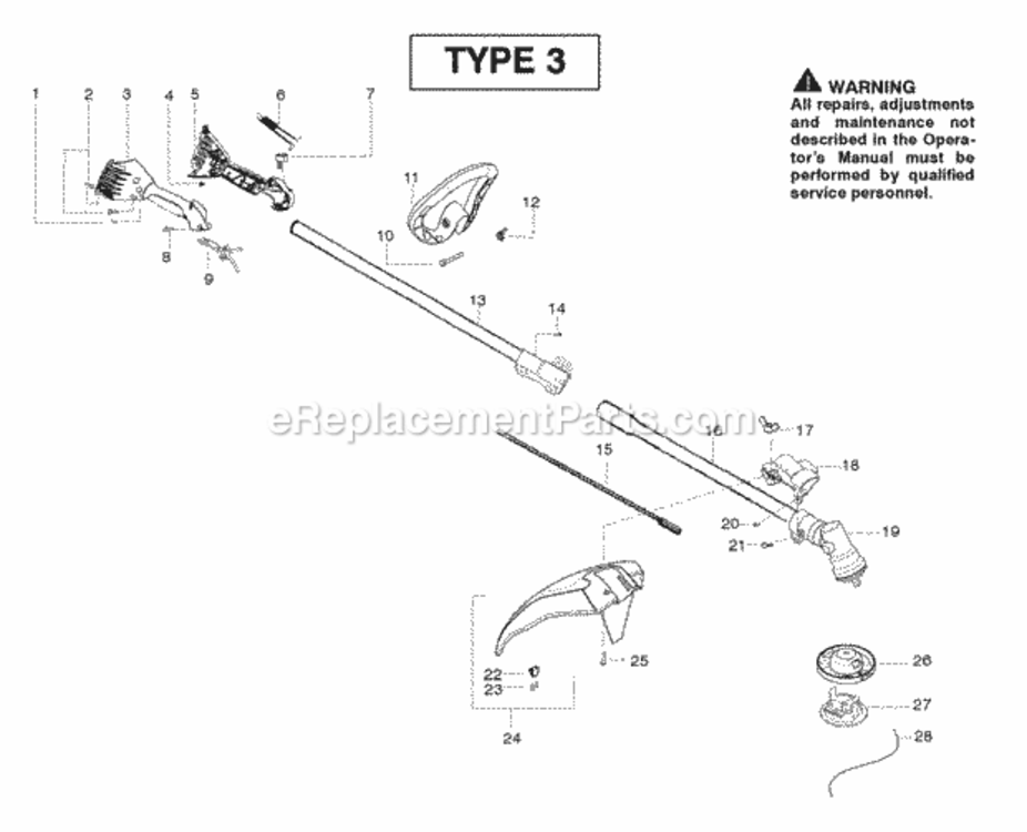 Page B Diagram and Parts List for PPB250E Type 3 Poulan Trimmer
