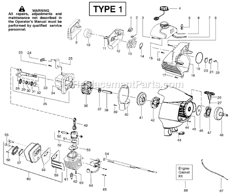 Page A Diagram and Parts List for PPB250E Type 1 Poulan Trimmer