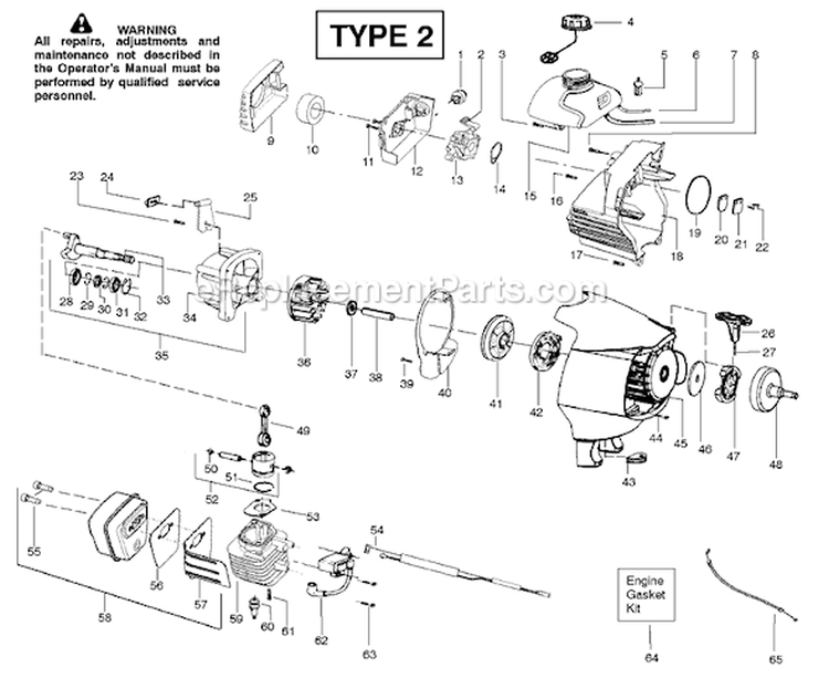 Page A Diagram and Parts List for PPB250E Type 2 Poulan Trimmer