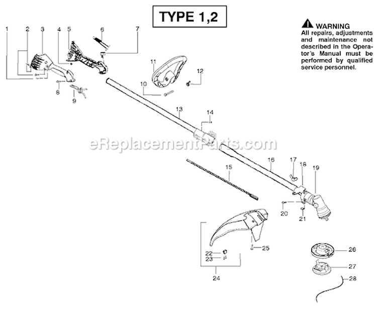 Page B Diagram and Parts List for PPB250E Type 2 Poulan Trimmer