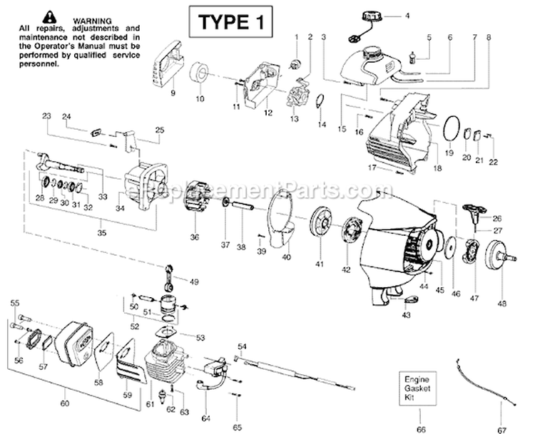 Page A Diagram and Parts List for PPB300E Type 1 Poulan Trimmer