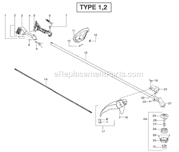 Page B Diagram and Parts List for PPB32SST Type 1 Poulan Trimmer