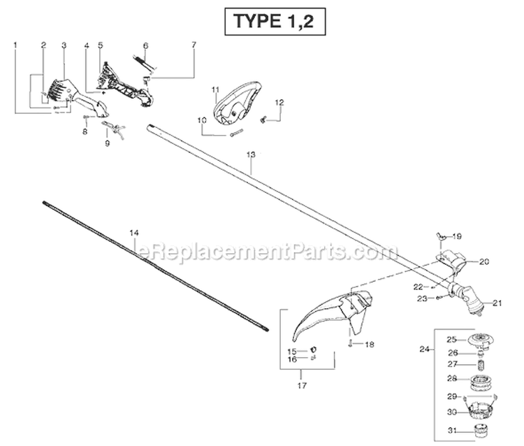 Page B Diagram and Parts List for PPB32SST Type 2 Poulan Trimmer