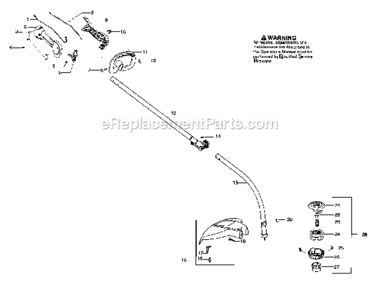 HandleDriveshaftShield Diagram and Parts List for PPB330  Poulan Trimmer