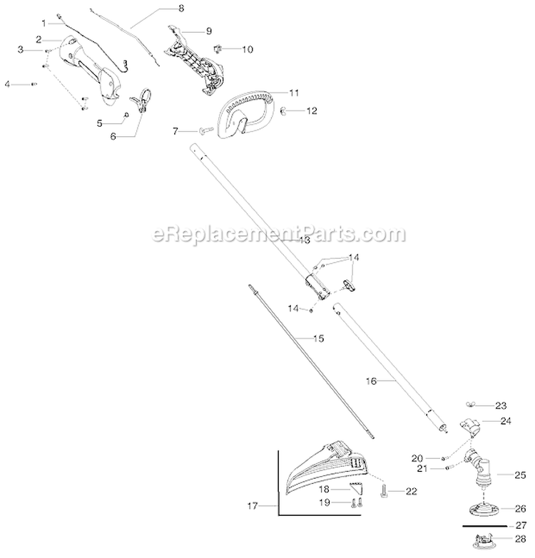 Cutting_Equipment Diagram and Parts List for PPB335 Type 1 Poulan Trimmer