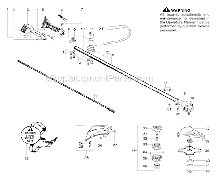 Page B Diagram and Parts List for PPB350  Poulan Trimmer