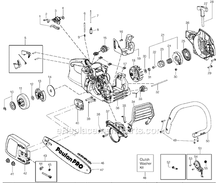 Page A Diagram and Parts List for PPB4018 Type 2 Poulan Chainsaw