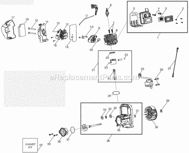 Page B Diagram and Parts List for PPB430VS Type1 Poulan Leaf Blower / Vacuum