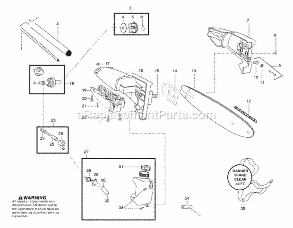 Page A Diagram and Parts List for PPB5000P  Poulan Pole Saw
