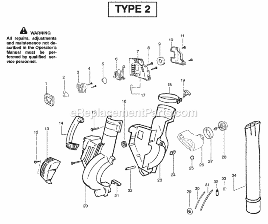Page E Diagram and Parts List for PPBVM200 Type 2 Poulan Leaf Blower / Vacuum