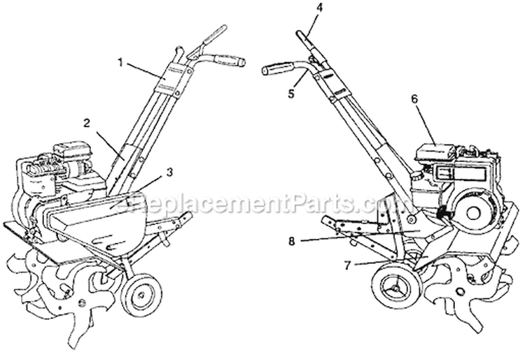 Page B Diagram and Parts List for PPFT35A  Poulan Tiller