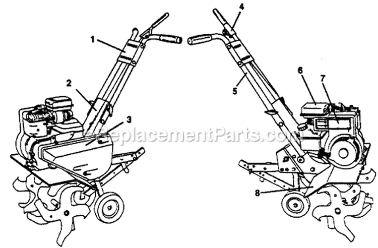 Page B Diagram and Parts List for PPFT3C  Poulan Tiller