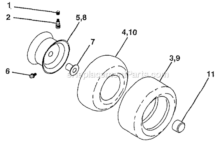 WheelsTires Diagram and Parts List for PPR1742STB Before 1999 Poulan Lawn Tractor