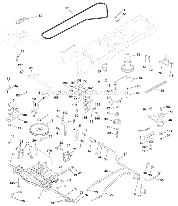 Drive Diagram and Parts List for PPR1742STC 2000 Poulan Lawn Tractor