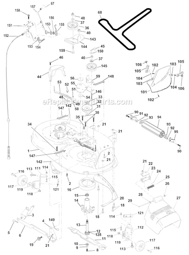 Mower Deck Diagram and Parts List for PPR1742STC 2000 Poulan Lawn Tractor