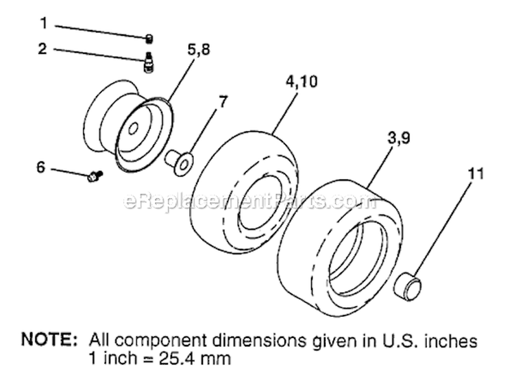 Wheels_And_Tires Diagram and Parts List for PPR17H42STA 1999 Poulan Lawn Tractor