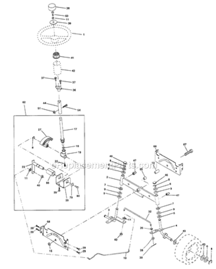 Steering_Assembly Diagram and Parts List for PPR17H42STA 1999 Poulan Lawn Tractor