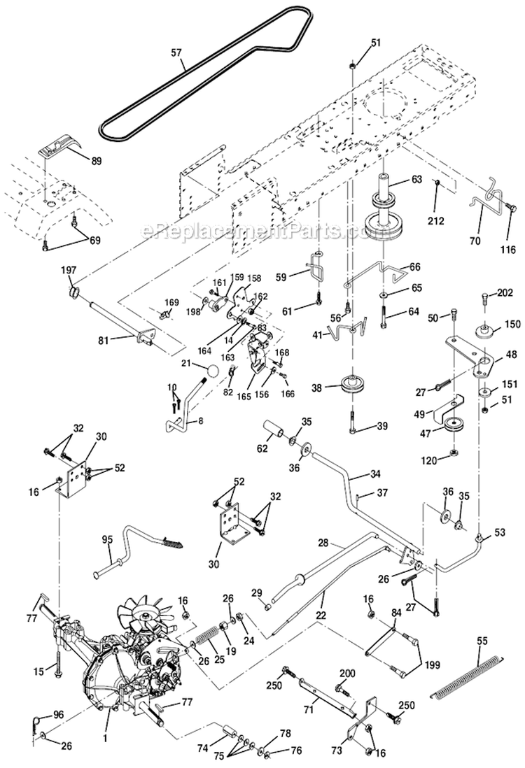 Drive Diagram and Parts List for PPR20H42STC  Poulan Lawn Tractor