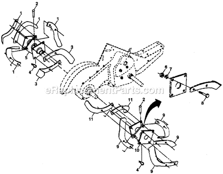 Page E Diagram and Parts List for PPRT5J  Poulan Tiller