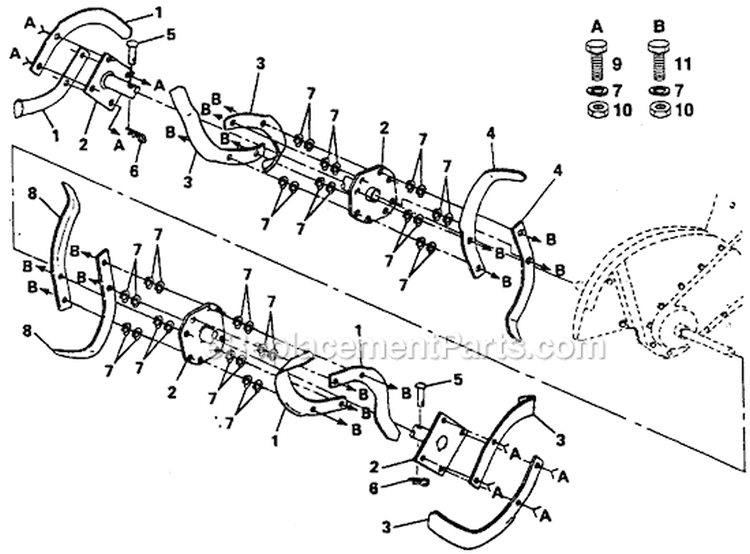 Page E Diagram and Parts List for PPRT8JA  Poulan Tiller