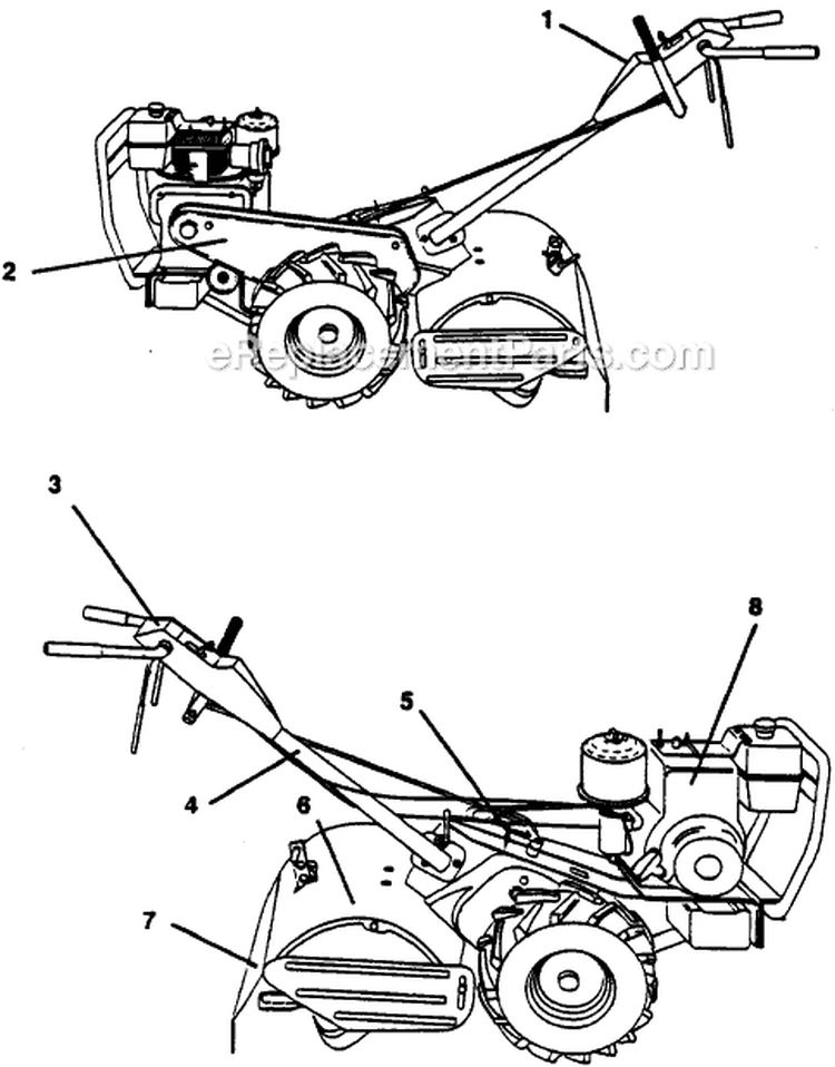 Page A Diagram and Parts List for PPRT8J  Poulan Tiller