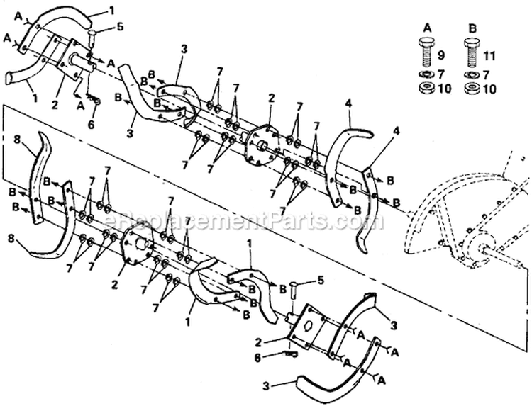 Page E Diagram and Parts List for PPRT8K  Poulan Tiller