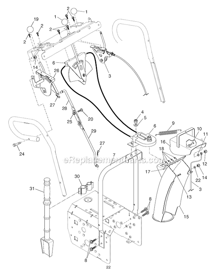Control_PanelDischarge_Chute Diagram and Parts List for PR10527ESA  Poulan Snow Blower