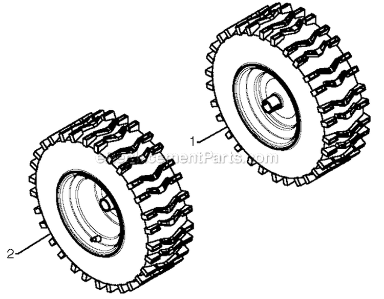 Wheels Tires Diagram and Parts List for PR14527ES 96198004702 - 2012-06 Poulan Snow Blower