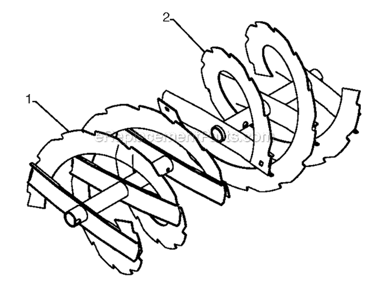 Auger Housing Impeller Diagram and Parts List for PR14527ES 96198004702 - 2012-06 Poulan Snow Blower