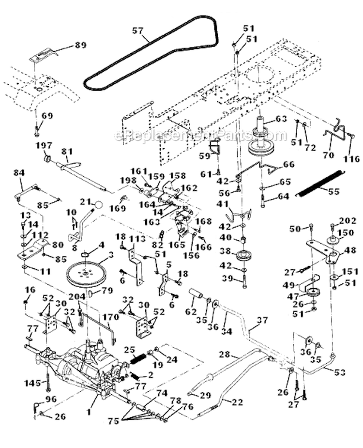 Drive Diagram and Parts List for PR1742STA  Poulan Lawn Tractor