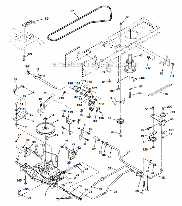 Drive Diagram and Parts List for PR1842STA  Poulan Lawn Tractor