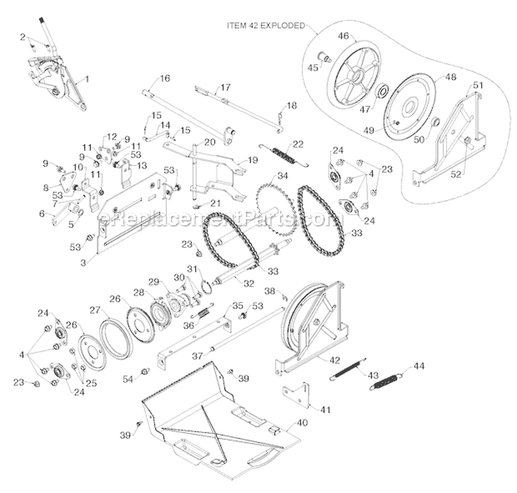 Drive Diagram and Parts List for PR18530ES 96198004902 - 2012-07 Poulan Snow Blower