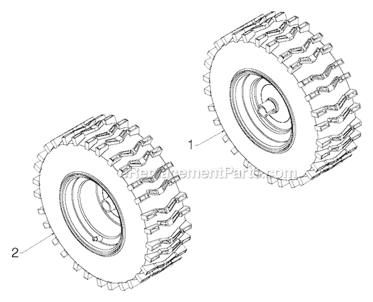 Wheels Tires Diagram and Parts List for PR18530ES 96198004902 - 2012-07 Poulan Snow Blower