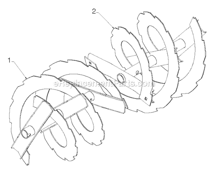 Auger Housing Impeller Diagram and Parts List for PR18530ES 96198004902 - 2012-07 Poulan Snow Blower
