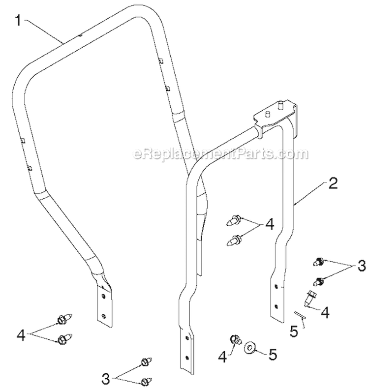 Handle Controls Diagram and Parts List for PR18530ES 96198004904 - 2012-08 Poulan Snow Blower