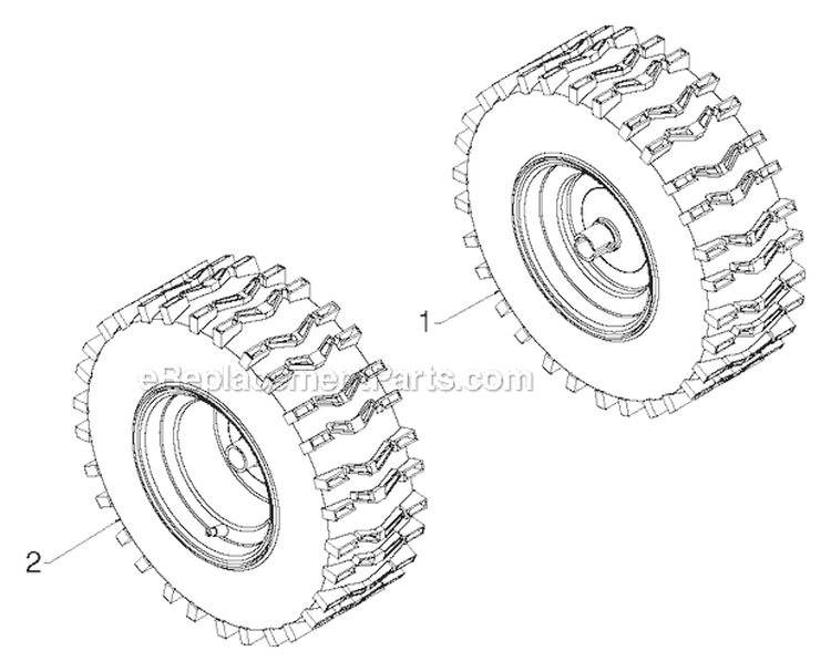 Wheels Tires Diagram and Parts List for PR18530ES 96198004904 - 2012-08 Poulan Snow Blower